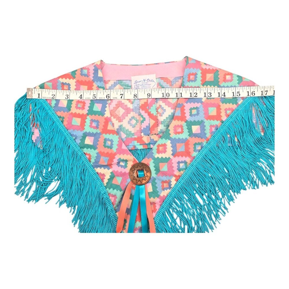 Shoulder Shawl Women Collar Western Cowgirl Square Dancing Turquoise Fringe O/S - Picture 7 of 8